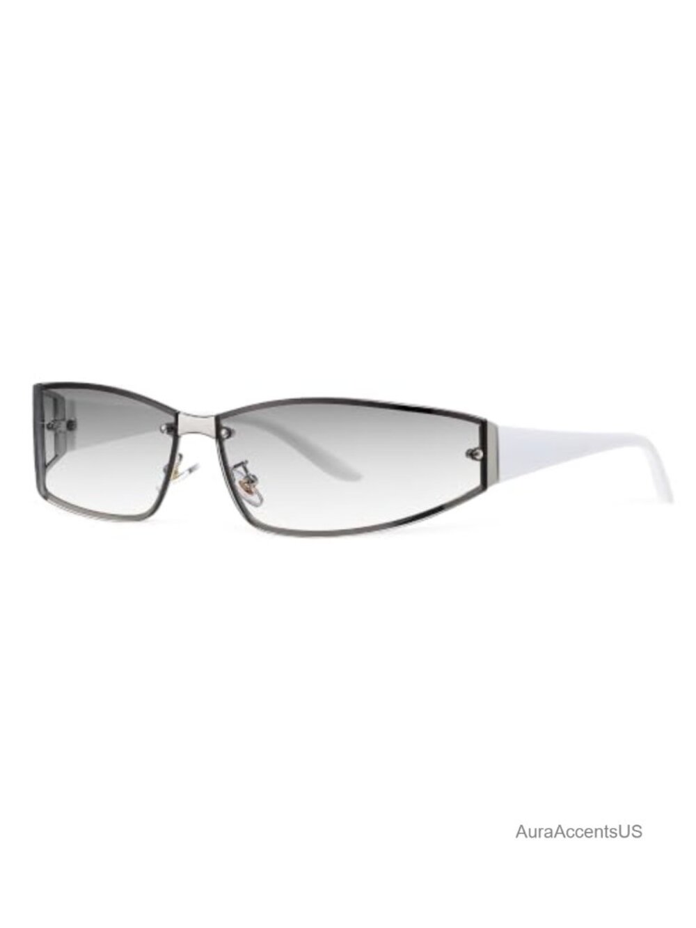 Y2K Wrap Around Rimless Sunglasses UV400 Shield Style Lightweight
